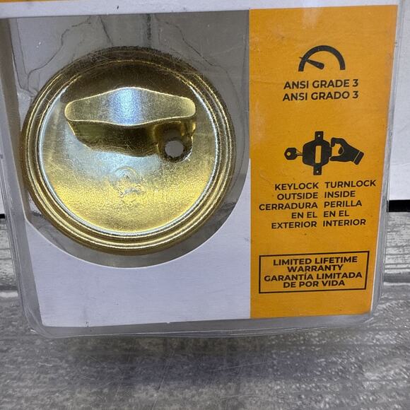 ReliaBilt RB Single Cylinder Deadbolt Antique Brass Finish - Picture 3 of 8